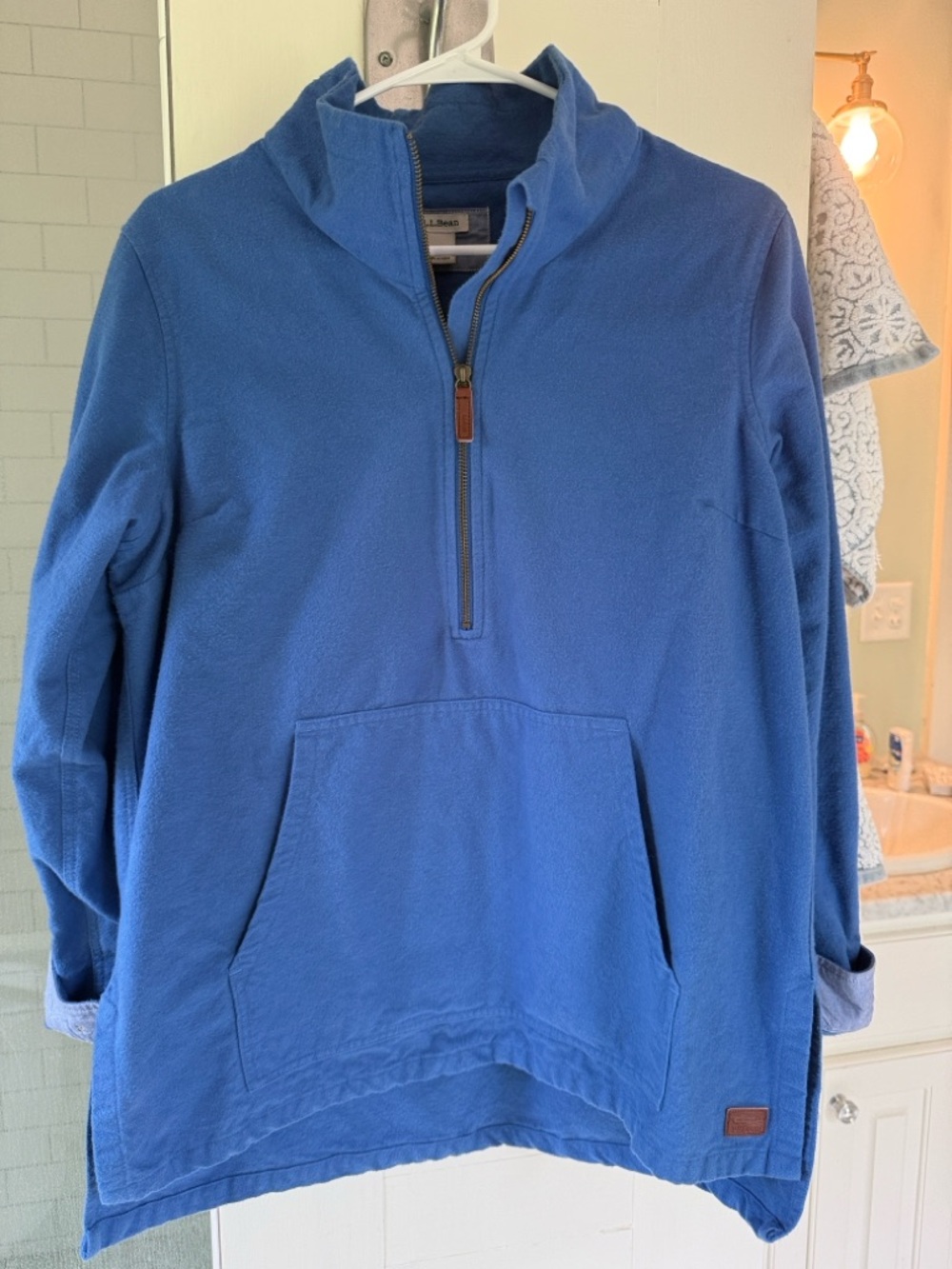 L.L. Bean Women's Blue Half-Zip Fleece Tunic Style Pullover
